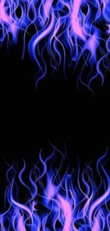 Vibrant purple flames on dark background wallpaper.