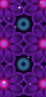 Purple floral abstract wallpaper with vibrant colors.