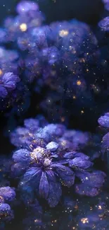 Purple flowers glowing elegantly in a dark, serene background.