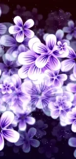 Vibrant purple floral pattern wallpaper.