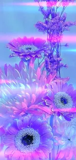 Vibrant purple and pink flower arrangement wallpaper.