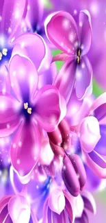 Vibrant purple flowers with a pastel backdrop.