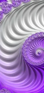 Vibrant purple fractal mobile wallpaper with swirling design.