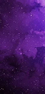 Vibrant purple galaxy wallpaper with shimmering stars.