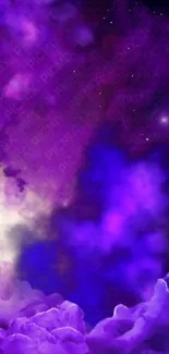 A vibrant purple galaxy wallpaper with nebula patterns and cosmic design.