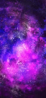 Purple galaxy wallpaper with vibrant cosmic scene.