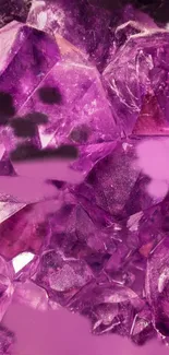 Vibrant purple gemstone mobile wallpaper with sparkling crystal textures.