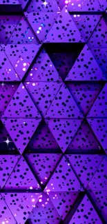 Vibrant purple geometric wallpaper with intricate patterns.