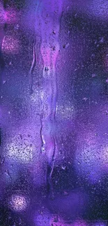 Vibrant purple glass wallpaper with droplets and mystical ambiance.