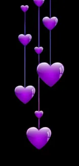 Vibrant mobile wallpaper with purple hearts design.