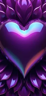 Vibrant purple heart design on a stylish background.