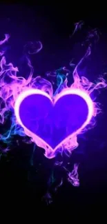 Purple flaming heart wallpaper with vibrant design.