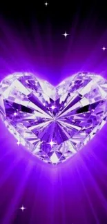 Vibrant purple heart-shaped gemstone wallpaper.