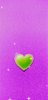 Vibrant purple wallpaper with a green heart center.