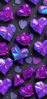 Purple heart gemstone wallpaper with dark backdrop.