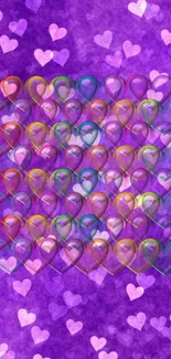 Vibrant purple heart wallpaper with colorful layers.