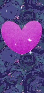 Purple heart on floral background wallpaper.