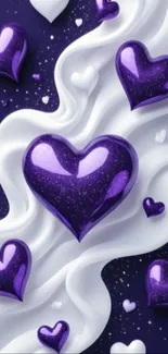 Purple heart design on smooth white background.