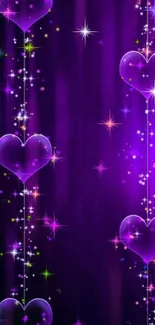 Purple hearts and stars on a vibrant background.