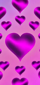 Purple heart pattern on gradient background wallpaper.