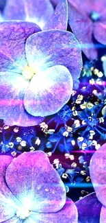 Vibrant purple hydrangea bloom wallpaper for mobile.