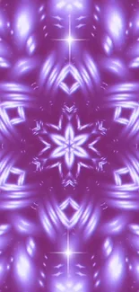 Purple kaleidoscope wallpaper with star pattern.