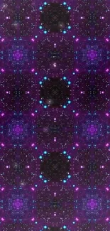 Vibrant purple kaleidoscope mobile wallpaper with geometric patterns.