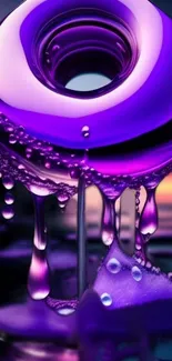 Vibrant purple liquid art mobile wallpaper with abstract design.