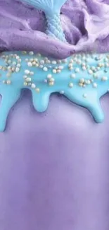 Lavender jar with mermaid tail and whipped cream.