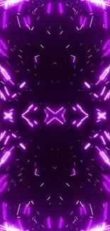 Symmetrical purple neon pattern mobile wallpaper