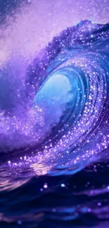 Vibrant purple ocean wave with sparkling details.