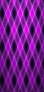 Purple plaid patterned wallpaper for mobile device.