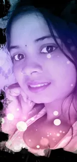 Artistic digital portrait with purple hues.