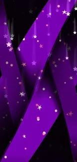 Purple ribbon wallpaper with stars design.