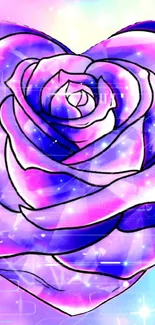 Artistic purple rose with glowing accents as mobile wallpaper.