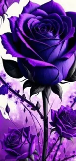 Elegant mobile wallpaper with vibrant purple rose design.