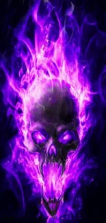 Purple flaming skull wallpaper for mobile.