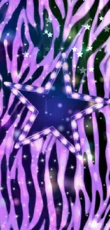 Purple zebra and star design wallpaper for phones.