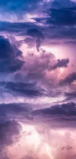 Vibrant purple storm clouds and lightning wallpaper.