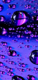 Vibrant purple droplets on a blue background for a smartphone wallpaper.