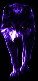 A glowing purple wolf against a dark background.