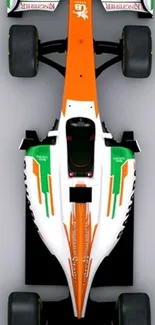 Top view of a vibrant racing car with sleek design.