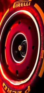 Vibrant racing wheel with red glow