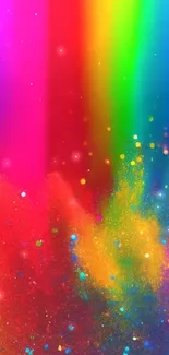 Vibrant rainbow abstract art with bright colors and dynamic design.