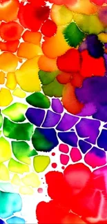 Vibrant rainbow abstract watercolor wallpaper with bold colors.