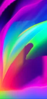 Vibrant abstract rainbow wallpaper with neon colors.