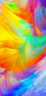 Vibrant abstract design with rainbow colors swirled dynamically for a lively phone background.