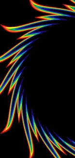 Colorful rainbow arc on black background wallpaper.