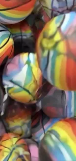 Vibrant wallpaper with rainbow basketballs