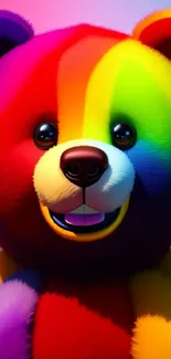 Cute rainbow bear wallpaper with vibrant colors.